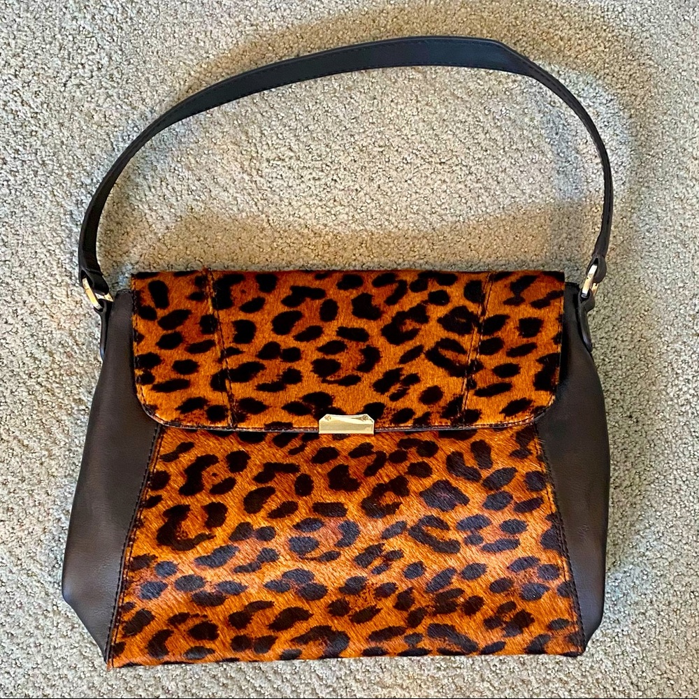 Talbots Calf hair & Leather Leopard Print Shoulder Bag in Brown and Black